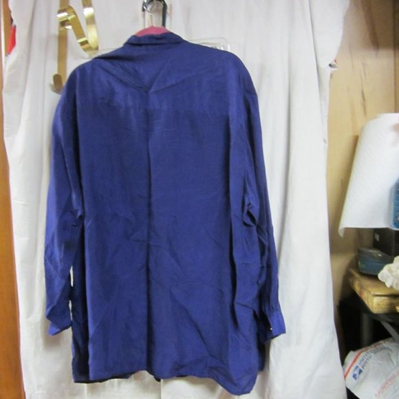 VTG VENEZIA VITALE 100% SILK, DK PURPLE, BUTTON DOWN BLOUSE, W/POCKETS, 22/24 - Picture 6 of 7